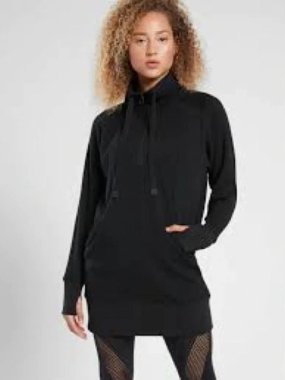 Athleta Cozy Karma 1/2 Zip‎ Sweatshirt Dress Black S
